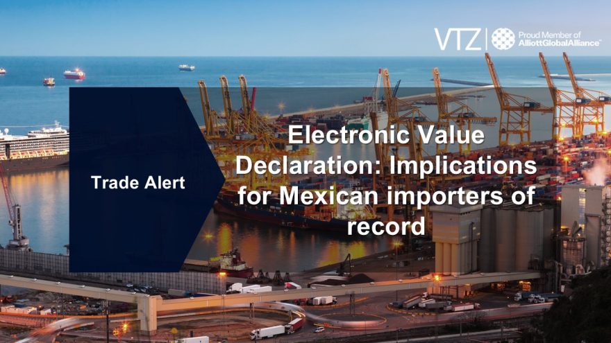 E-value declaration, Mexico, Customs, Imports, VTZ