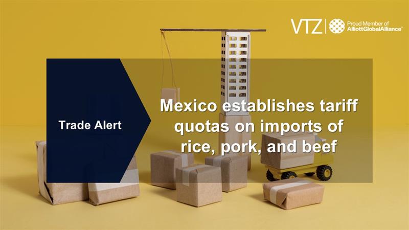 Tariff quotas on rice, pork, and beef